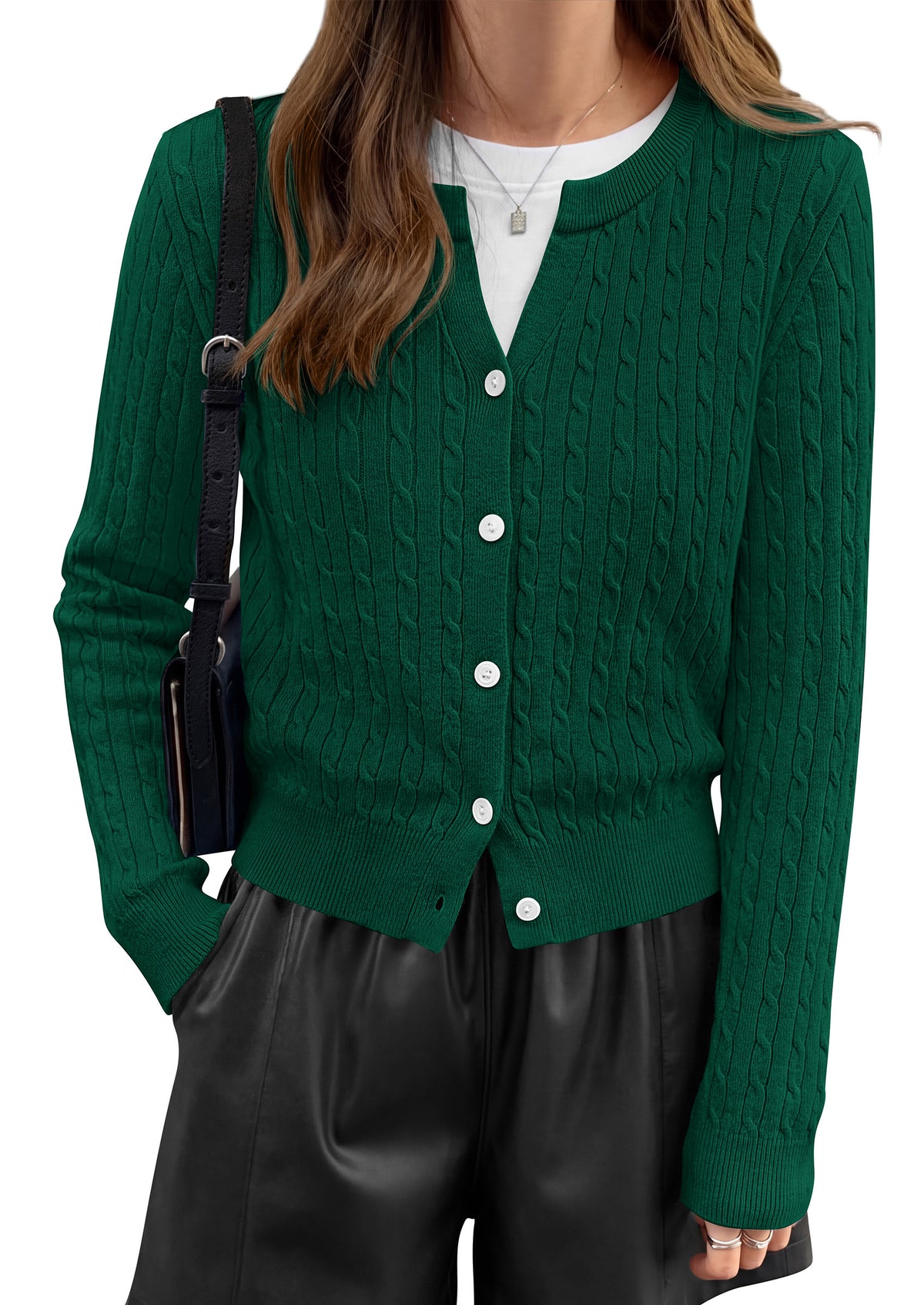 NALANISA Women's Cable Knit Cropped V Neck Button Down Cardigan Sweater | Soft Lightweight Cardigan, Long Sleeve, Knit Open Front Sweaters, Business Casual Outfits, Fall Winter Outerwear 2026