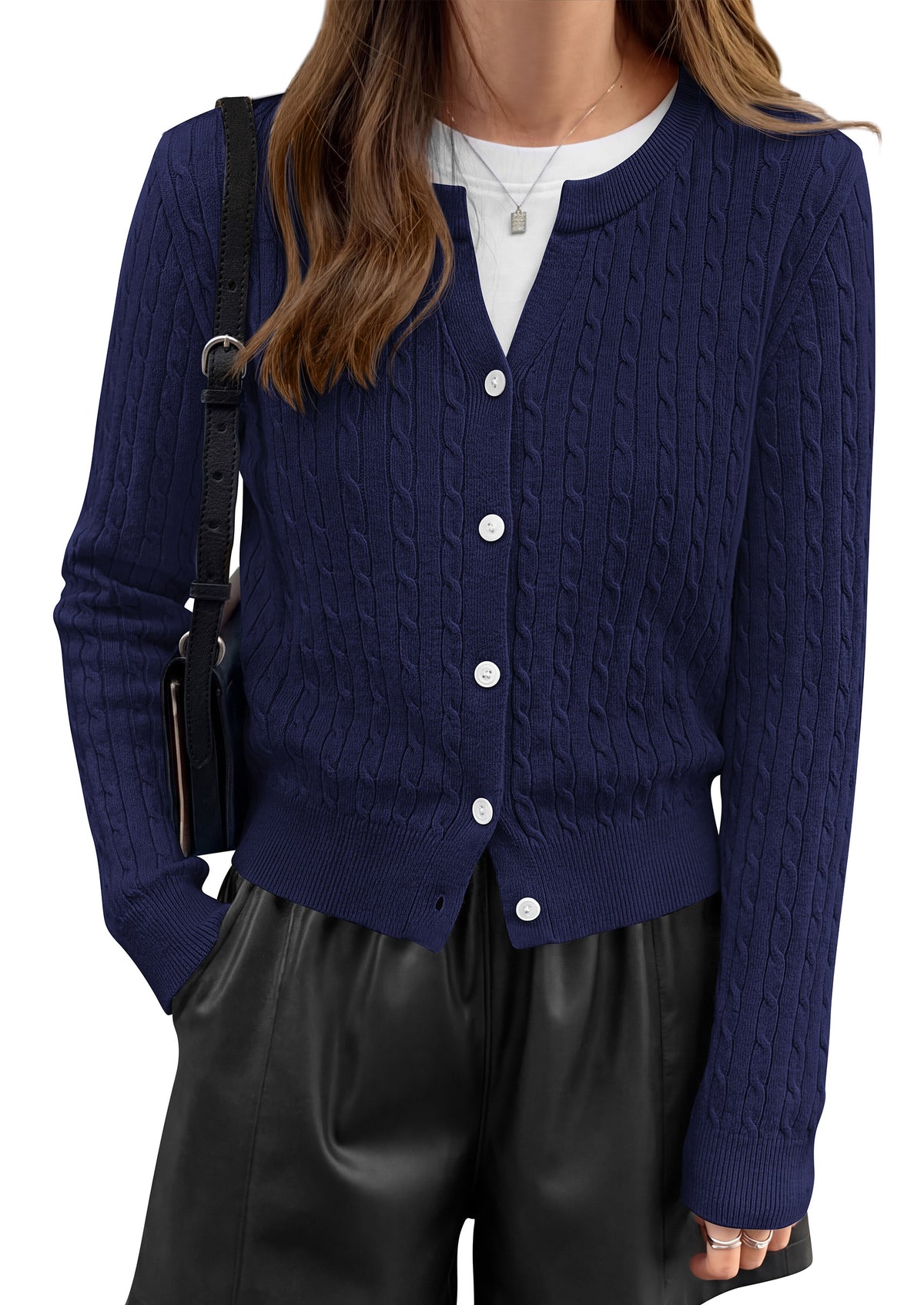 NALANISA Women's Cable Knit Cropped V Neck Button Down Cardigan Sweater | Soft Lightweight Cardigan, Long Sleeve, Knit Open Front Sweaters, Business Casual Outfits, Fall Winter Outerwear 2026